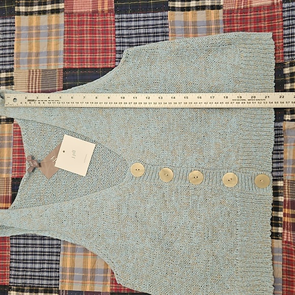 J.Jill Women's Blue Knit Linen Cotton Button-Up Sweater Vest Womens XL - Picture 5 of 8